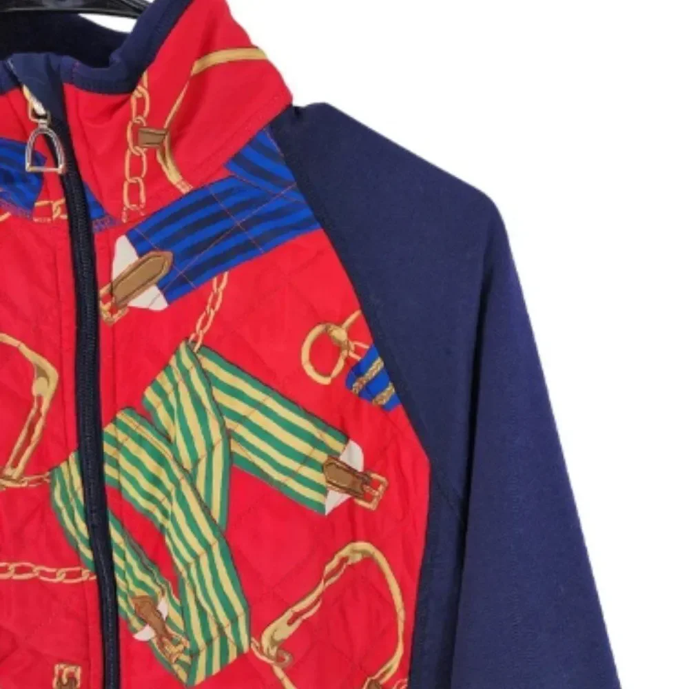 Lauren Ralph Lauren Women's Active Equestrian Print Quilted Zip Up Jacket - L